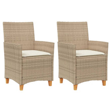 Tuinstoelen 2 St Met Kussens Poly Rattan En Massief Hout Beige