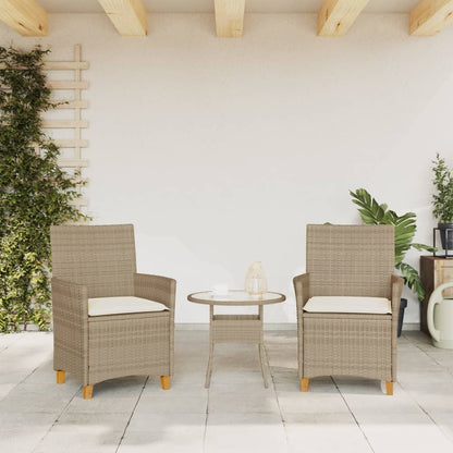 Tuinstoelen 2 St Met Kussens Poly Rattan En Massief Hout Beige
