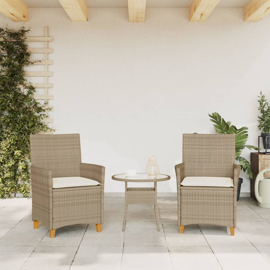 Tuinstoelen 2 St Met Kussens Poly Rattan En Massief Hout Beige