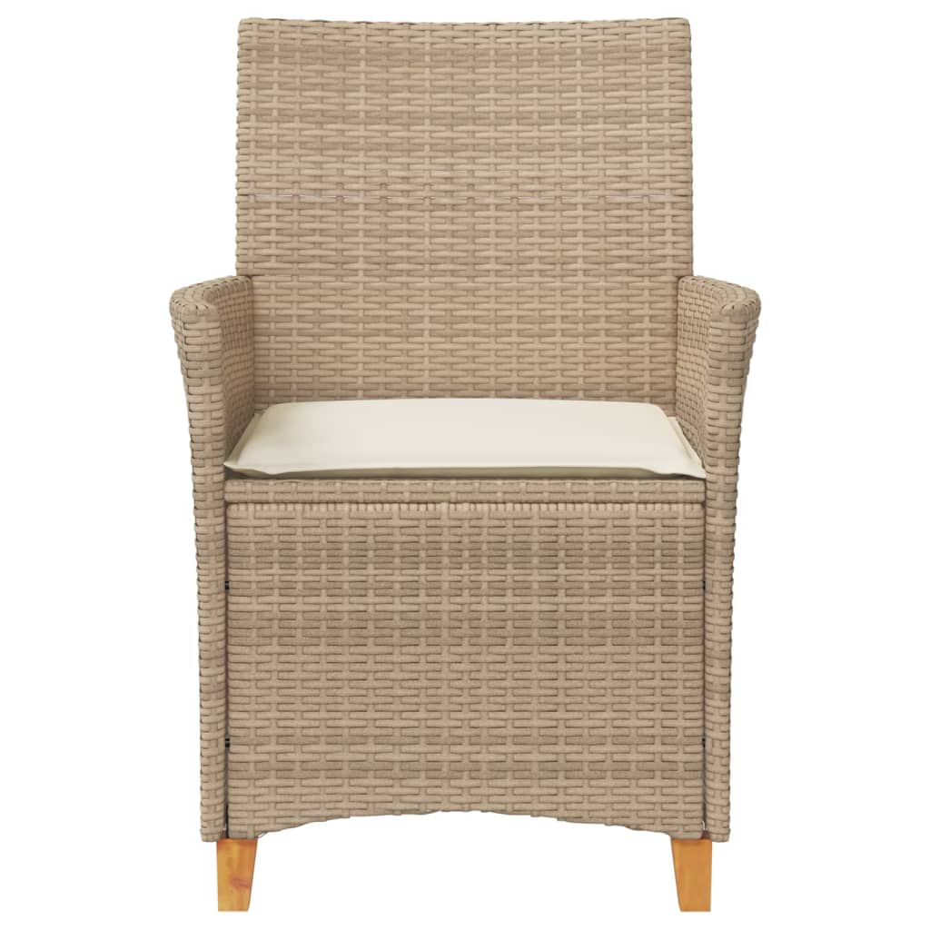 Tuinstoelen 2 St Met Kussens Poly Rattan En Massief Hout Beige