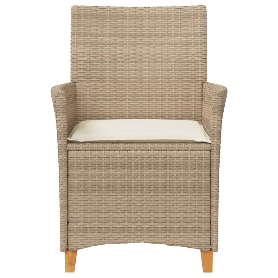 Tuinstoelen 2 St Met Kussens Poly Rattan En Massief Hout Beige