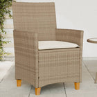 Tuinstoelen 2 st poly rattan massief acaciahout beige 59x61x90 cm