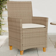 Garden Chairs 2 pcs with cushions poly rattan and solid wood beige