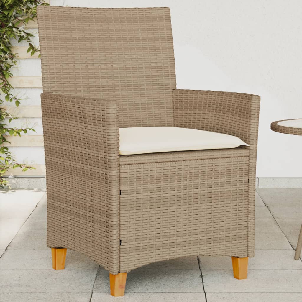 Tuinstoelen 2 St Met Kussens Poly Rattan En Massief Hout Beige