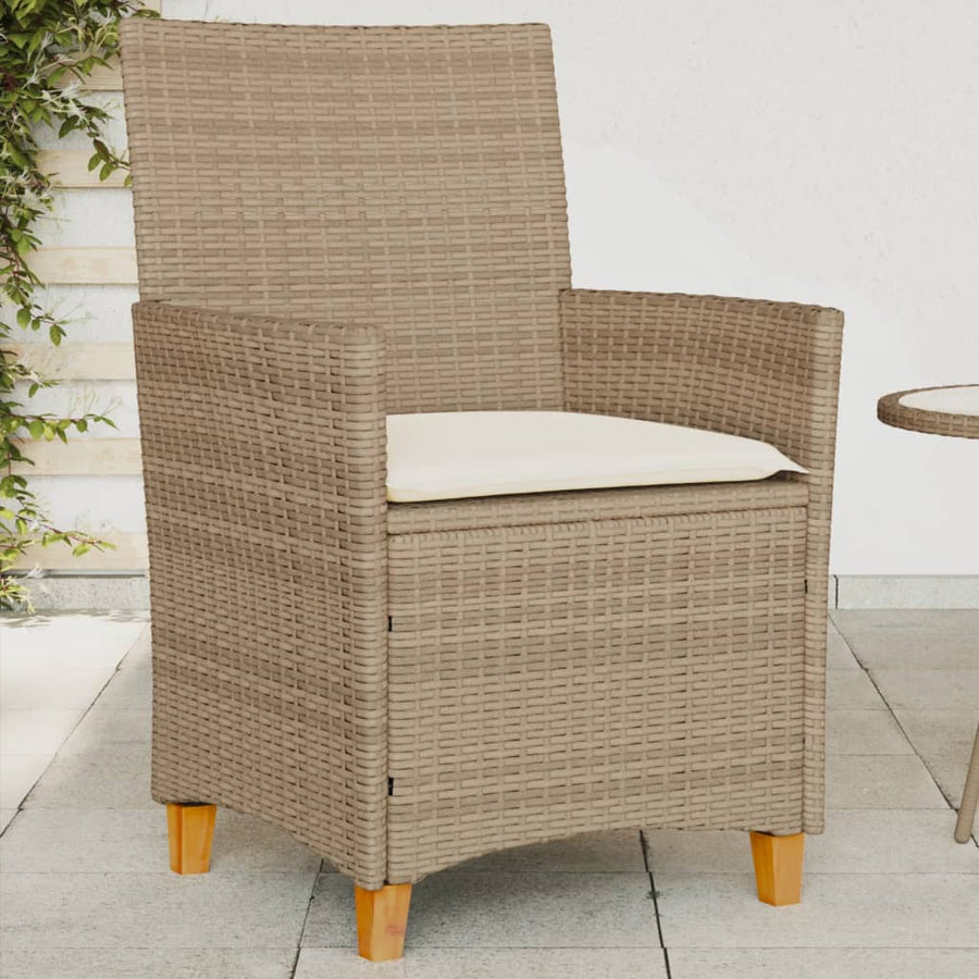 Tuinstoelen 2 St Met Kussens Poly Rattan En Massief Hout Beige