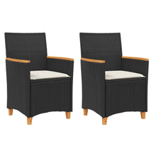 Tuinstoelen 2 St Met Kussens Poly Rattan En Massief Hout Zwart