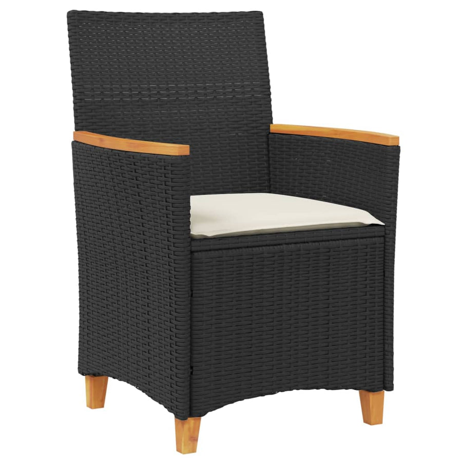 Tuinstoelen 2 St Met Kussens Poly Rattan En Massief Hout Zwart