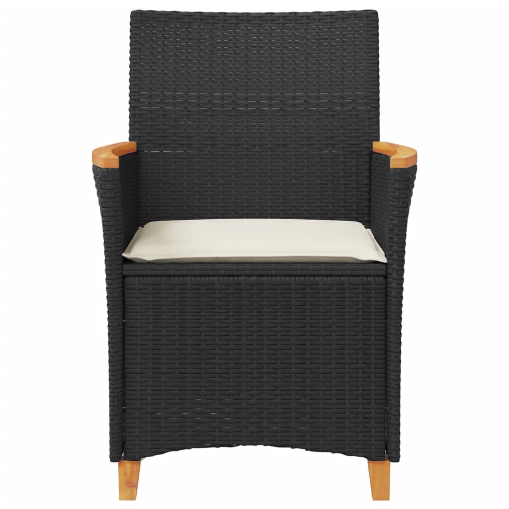 Tuinstoelen 2 St Met Kussens Poly Rattan En Massief Hout Zwart