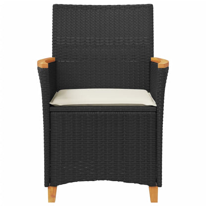 Tuinstoelen 2 St Met Kussens Poly Rattan En Massief Hout Zwart