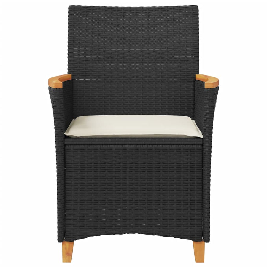 Tuinstoelen 2 St Met Kussens Poly Rattan En Massief Hout Zwart