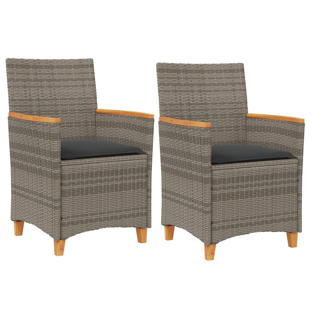 Tuinstoelen 2 St Met Kussens Poly Rattan En Massief Hout Grijs