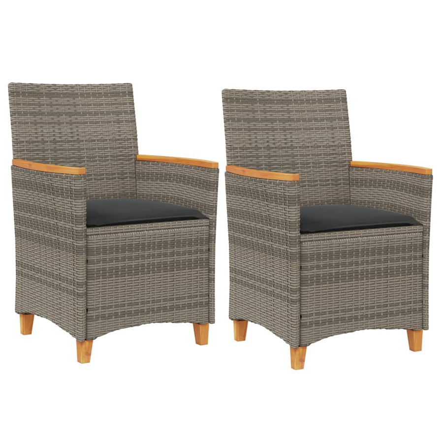 Tuinstoelen 2 St Met Kussens Poly Rattan En Massief Hout Grijs