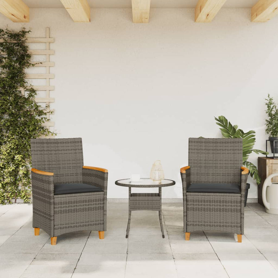 Tuinstoelen 2 St Met Kussens Poly Rattan En Massief Hout Grijs