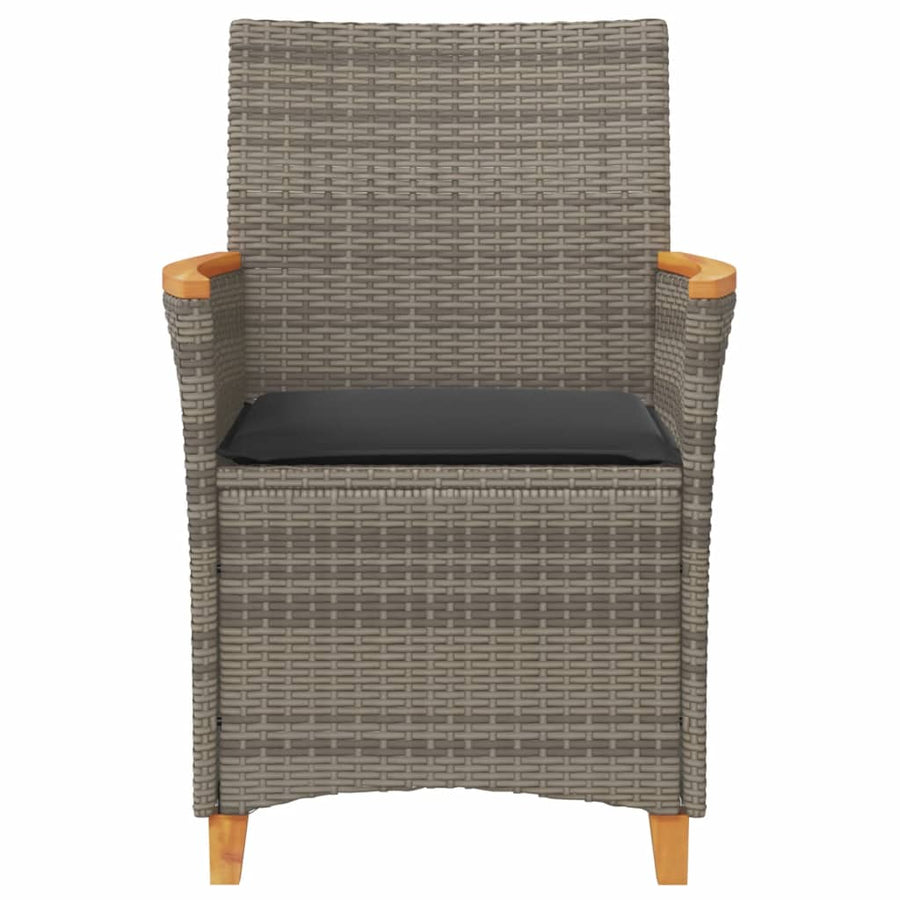 Tuinstoelen 2 St Met Kussens Poly Rattan En Massief Hout Grijs