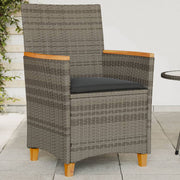 Tuinstoelen 2 stuks poly rattan massief acaciahout grijs