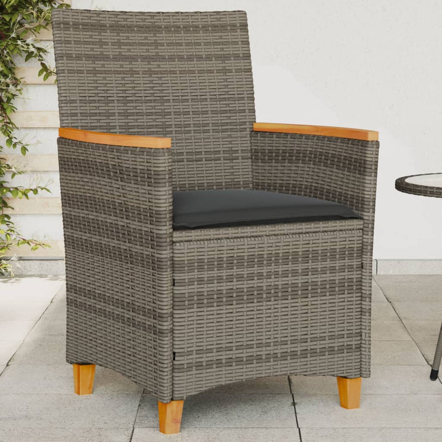 Tuinstoelen 2 St Met Kussens Poly Rattan En Massief Hout Grijs