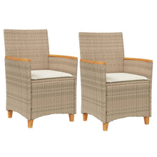 Tuinstoelen 2 St Met Kussens Poly Rattan En Massief Hout Beige