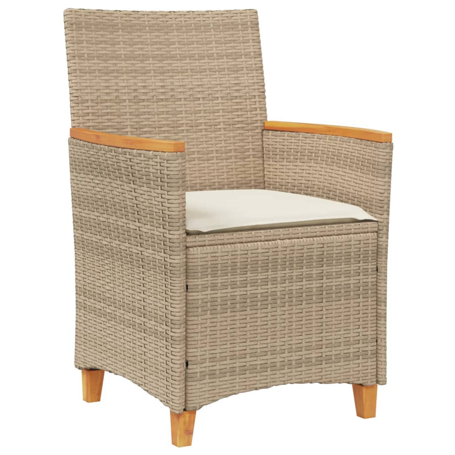Tuinstoelen 2 St Met Kussens Poly Rattan En Massief Hout Beige