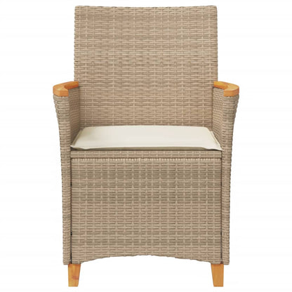 Tuinstoelen 2 St Met Kussens Poly Rattan En Massief Hout Beige