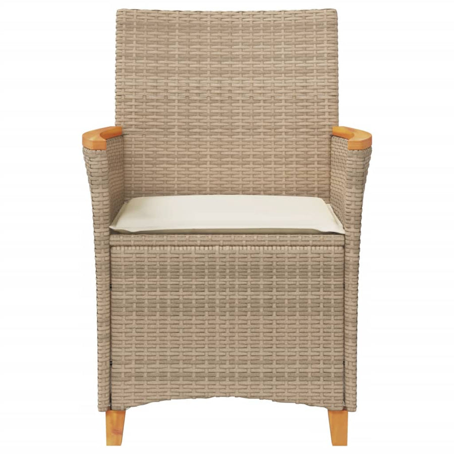 Tuinstoelen 2 St Met Kussens Poly Rattan En Massief Hout Beige