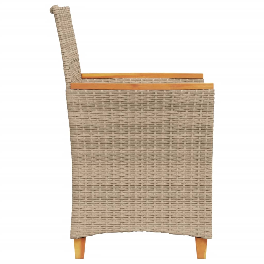 Tuinstoelen 2 St Met Kussens Poly Rattan En Massief Hout Beige