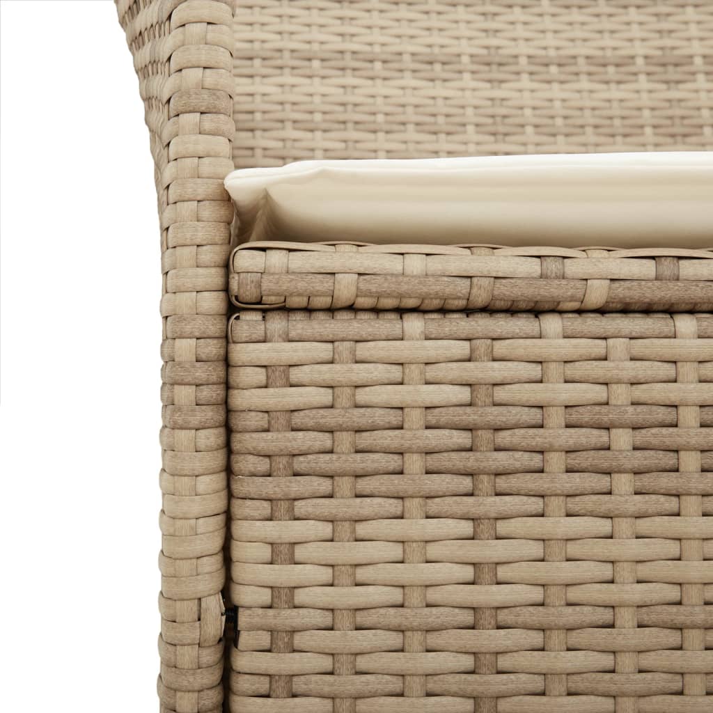 Tuinstoelen 2 St Met Kussens Poly Rattan En Massief Hout Beige