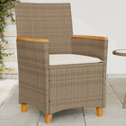 Tuinstoelen 2 stuks poly rattan massief hout beige