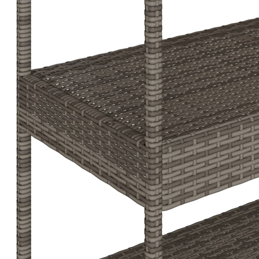 Keukentrolley 3-laags poly rattan en massief acaciahout grijs
