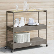 Keukentrolley 101x40x100 cm poly rattan acaciahout grijs