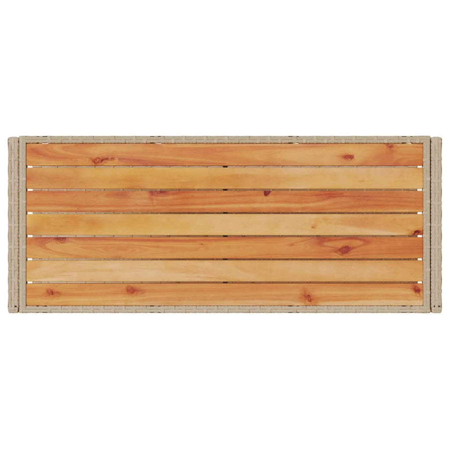 Keukentrolley 3-laags poly rattan en massief acaciahout beige