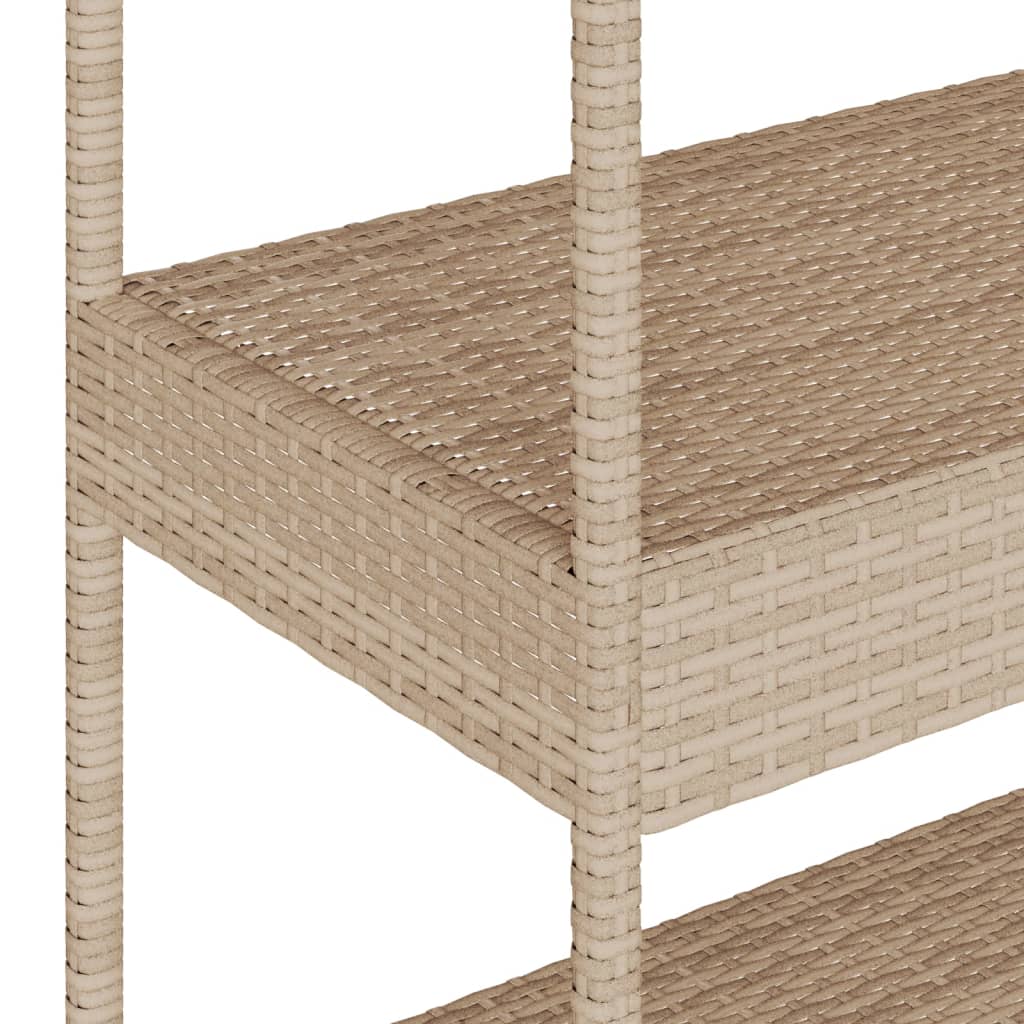 Keukentrolley 3-laags poly rattan en massief acaciahout beige