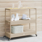 Keukentrolley 101x40x100 cm poly rattan massief acaciahout