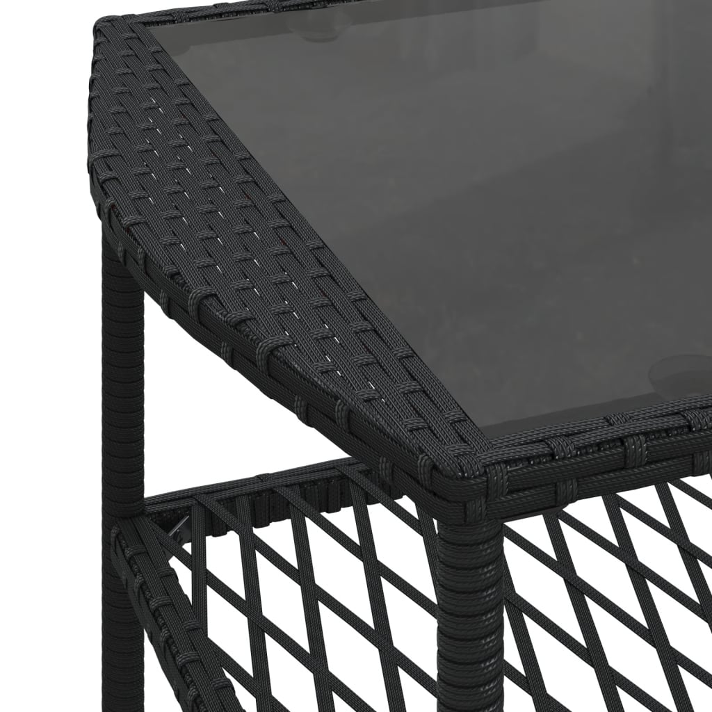 4-delige Loungeset met kussens poly rattan zwart