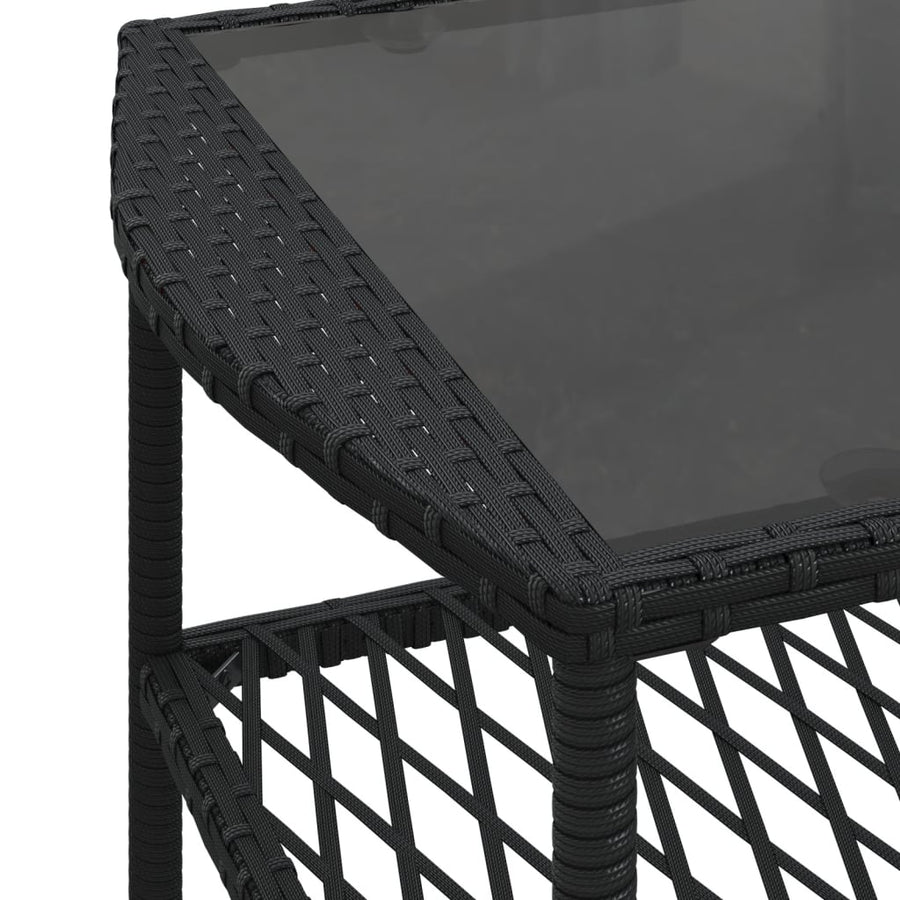 4-delige Loungeset met kussens poly rattan zwart