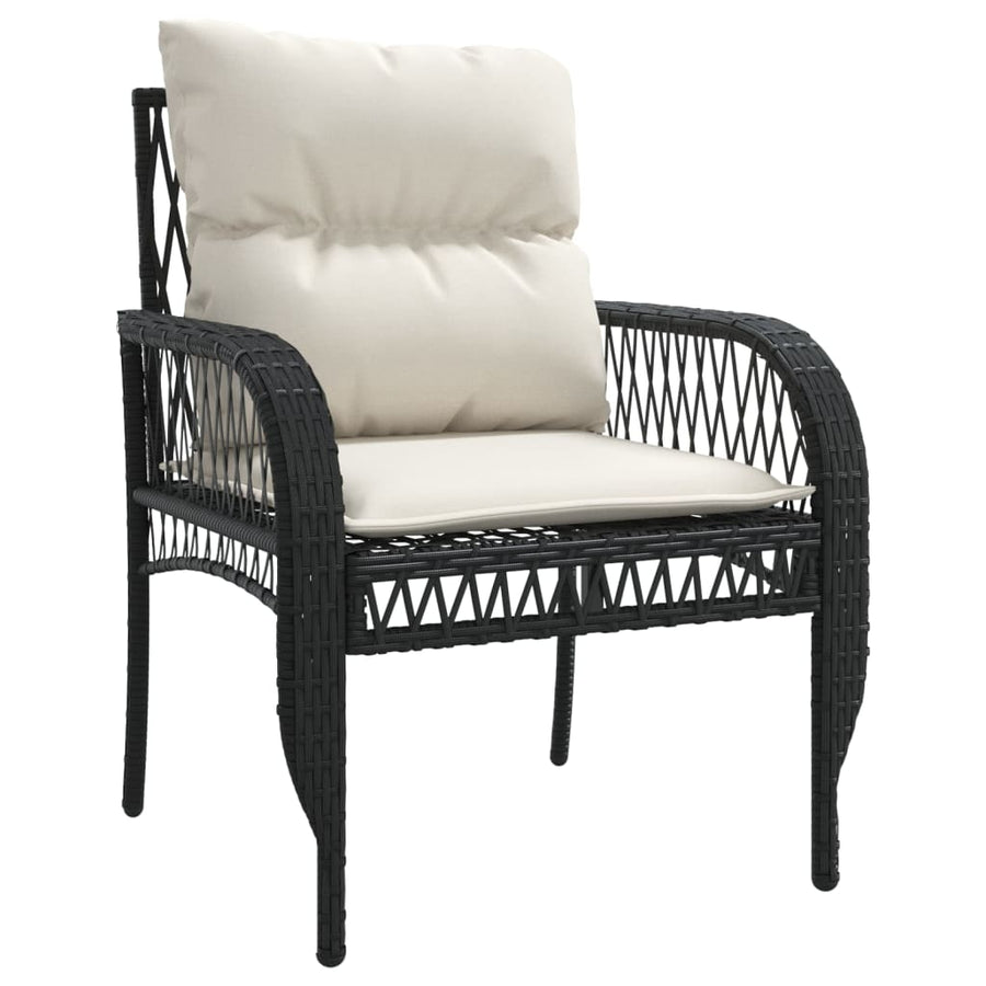 4-delige Loungeset met kussens poly rattan zwart