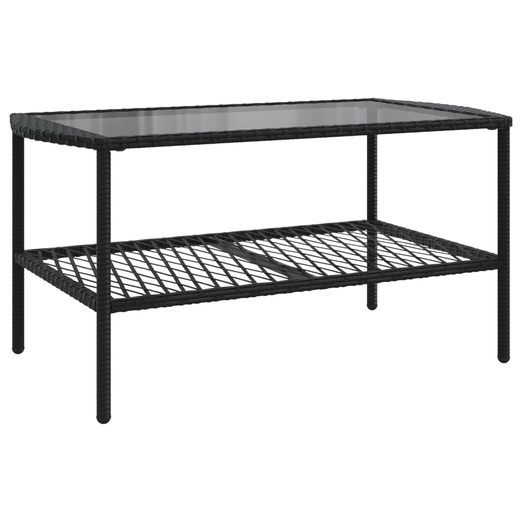 4-delige Loungeset met kussens poly rattan zwart