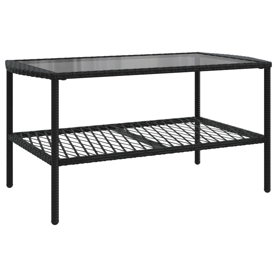 4-delige Loungeset met kussens poly rattan zwart