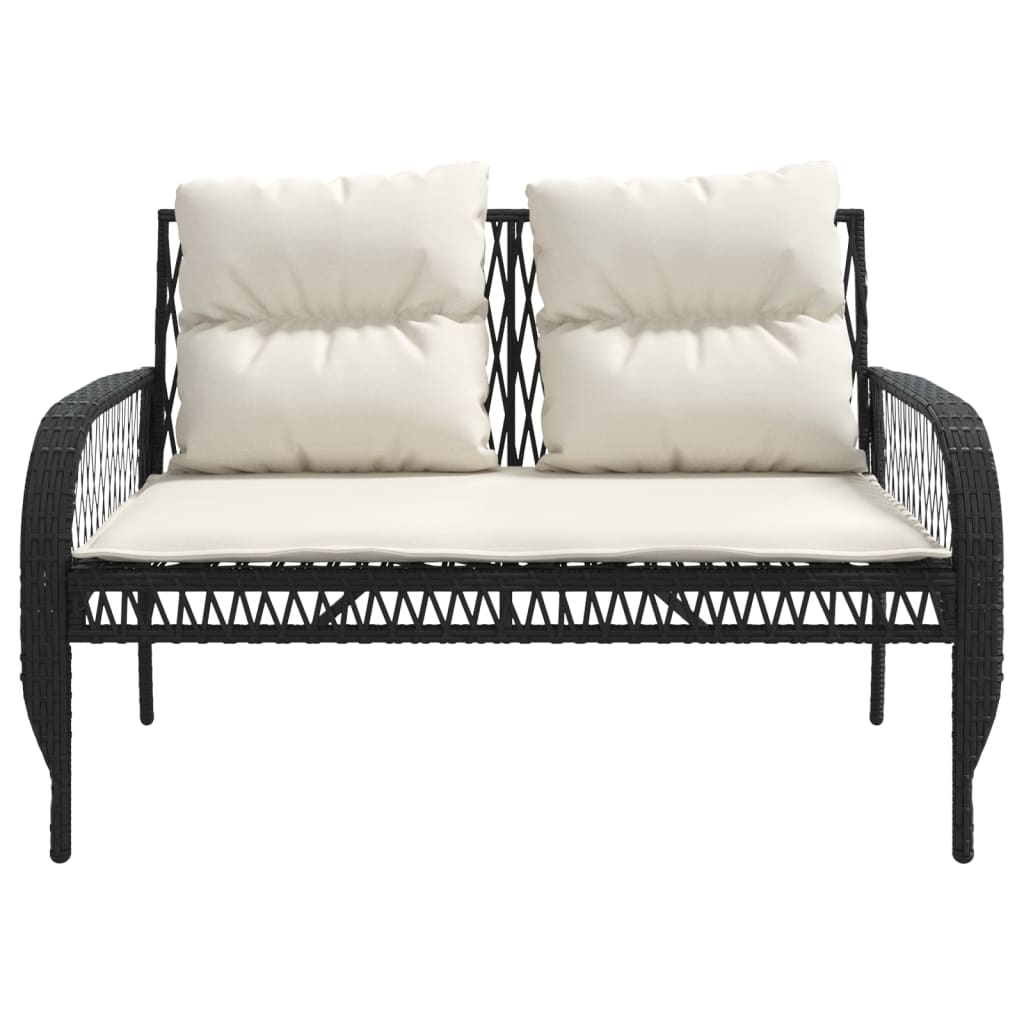 4-delige Loungeset met kussens poly rattan zwart