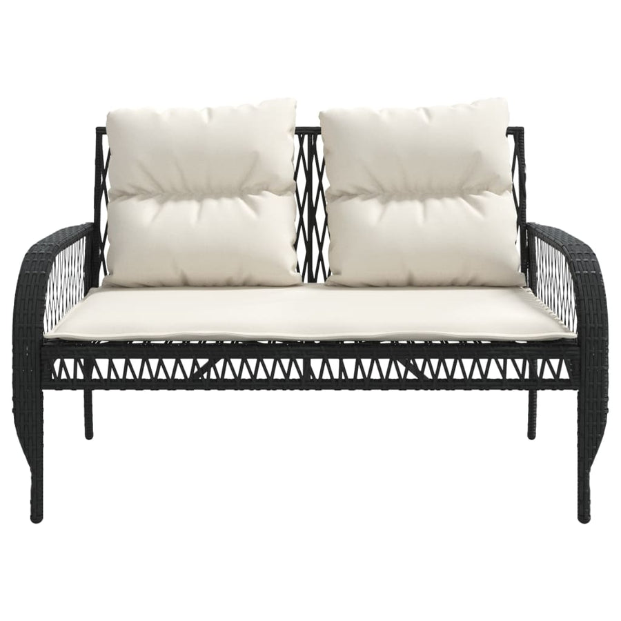 4-delige Loungeset met kussens poly rattan zwart
