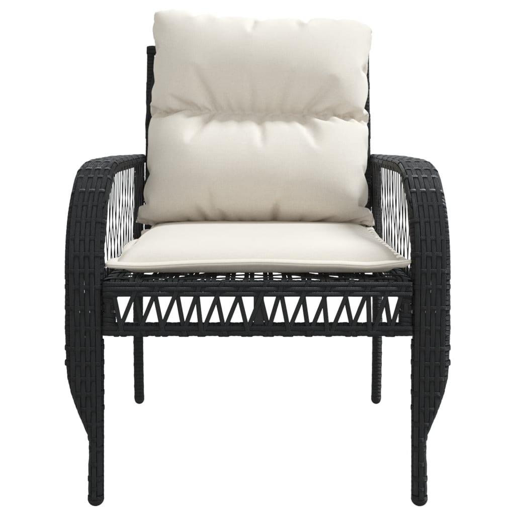 4-delige Loungeset met kussens poly rattan zwart
