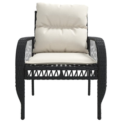 4-delige Loungeset met kussens poly rattan zwart