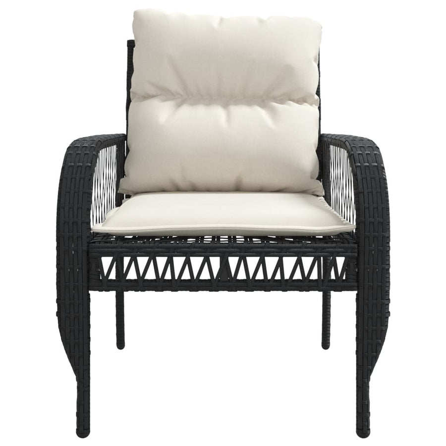 4-delige Loungeset met kussens poly rattan zwart
