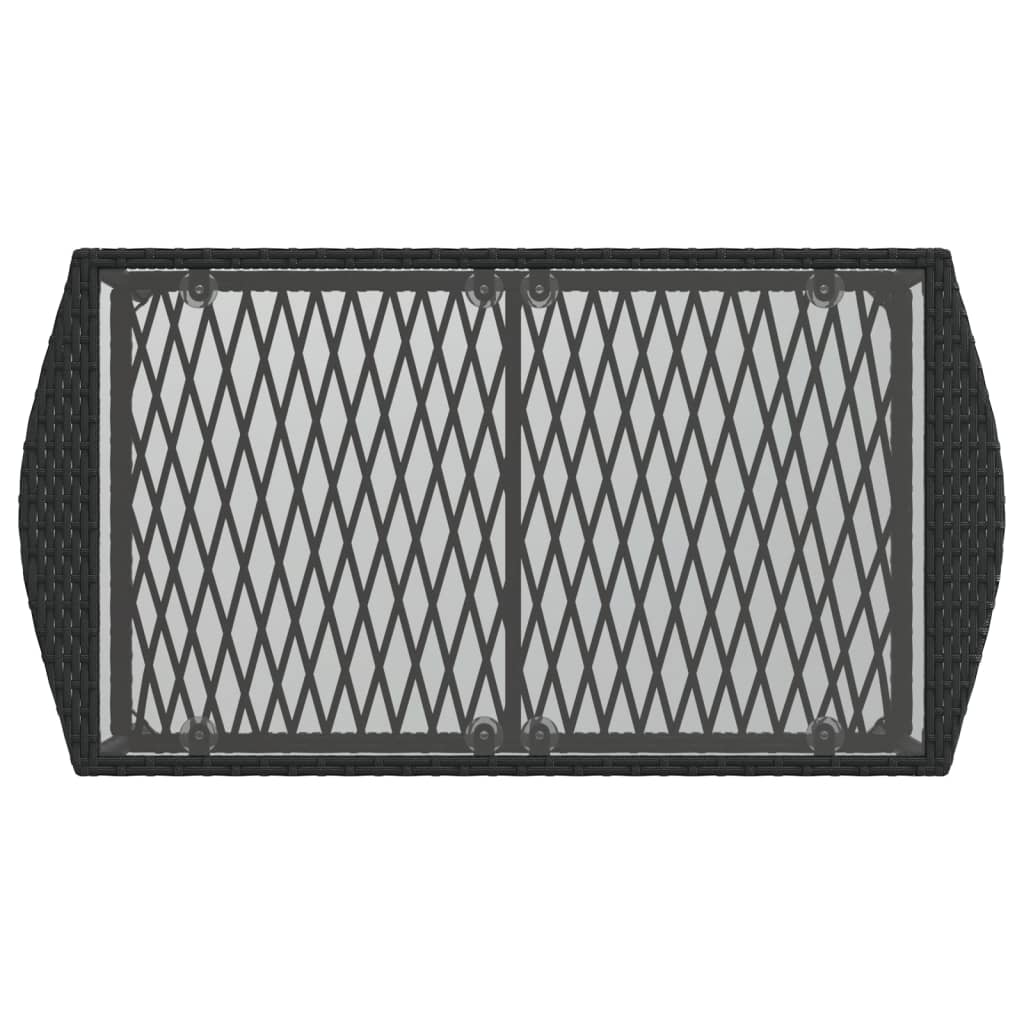 4-delige Loungeset met kussens poly rattan zwart