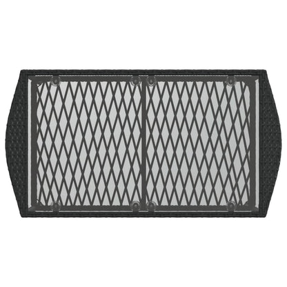 4-delige Loungeset met kussens poly rattan zwart
