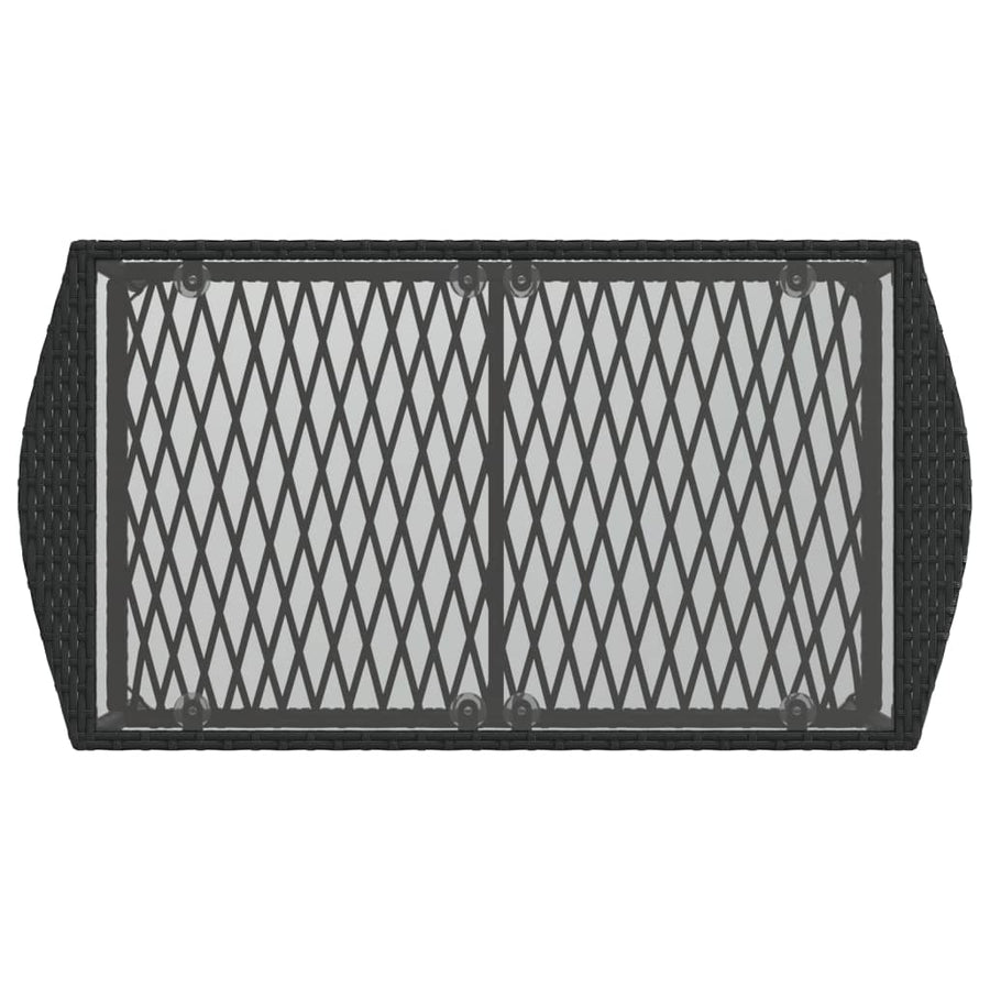 4-delige Loungeset met kussens poly rattan zwart