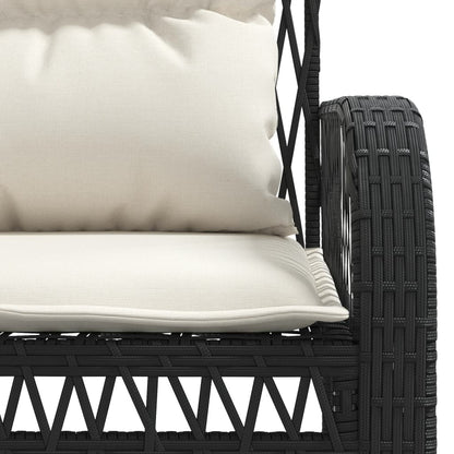 4-delige Loungeset met kussens poly rattan zwart