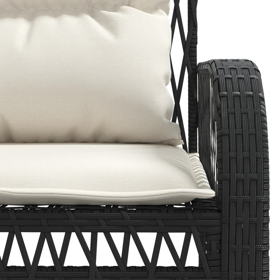 4-delige Loungeset met kussens poly rattan zwart