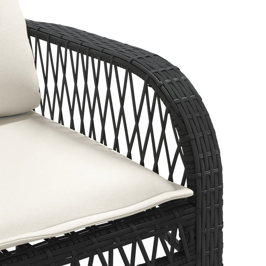 4-delige Loungeset met kussens poly rattan zwart