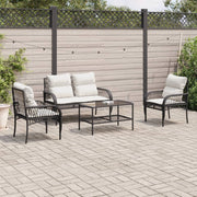 Loungeset 4-delig poly rattan zwart
