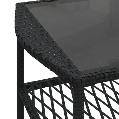 4-delige Loungeset met kussens poly rattan zwart